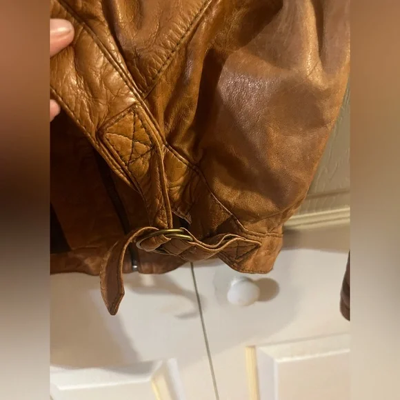 Banana Republic BR Leather Bomber Jacket Brown Size L - Picture 6 of 13